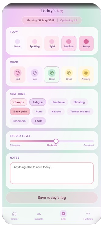 Bloom daily log screen