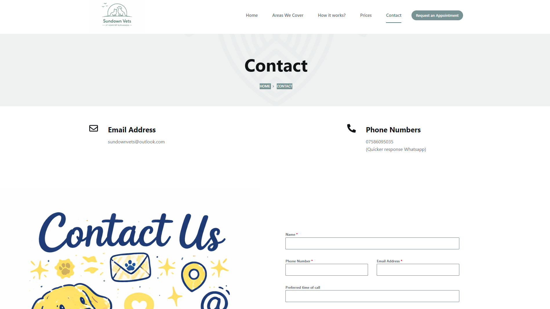 Sundown Vets contact page